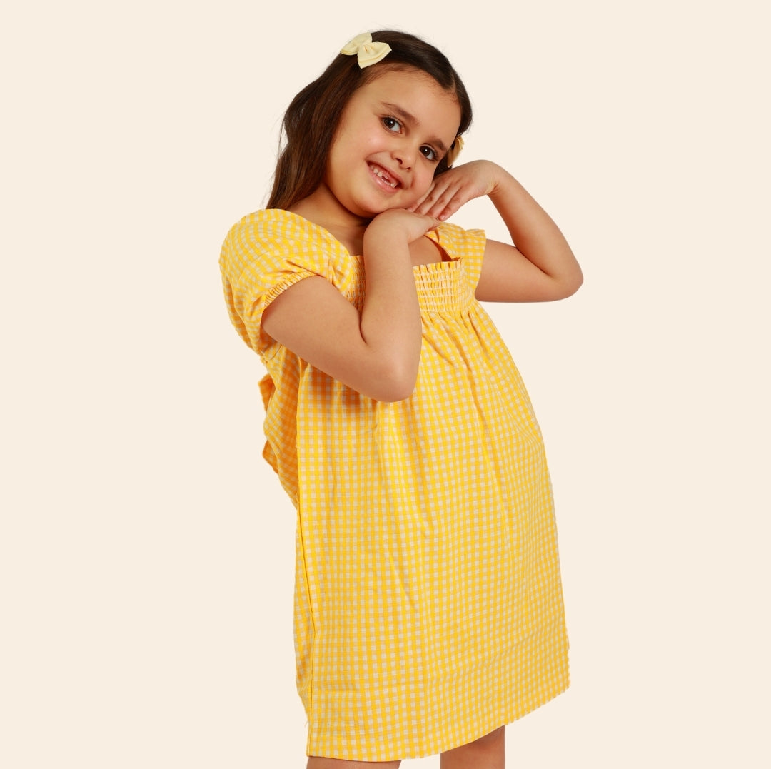 Robe Dalya à carreaux jaune