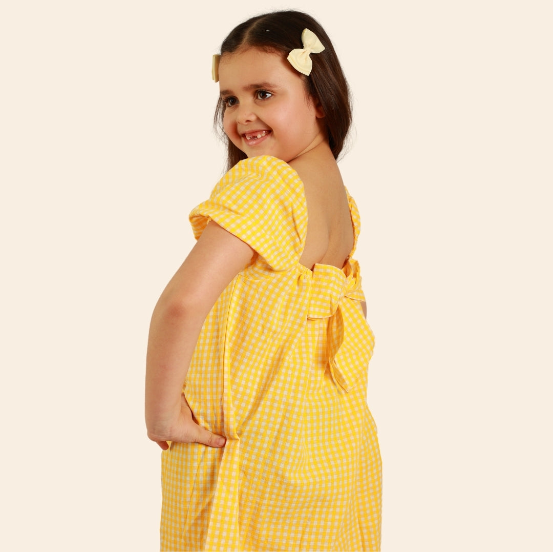 Robe Dalya à carreaux jaune