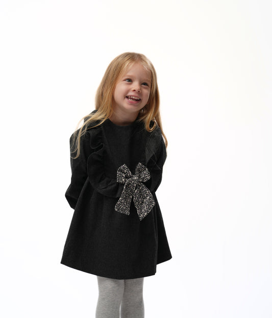 Robe Loly papillon fleuri gris