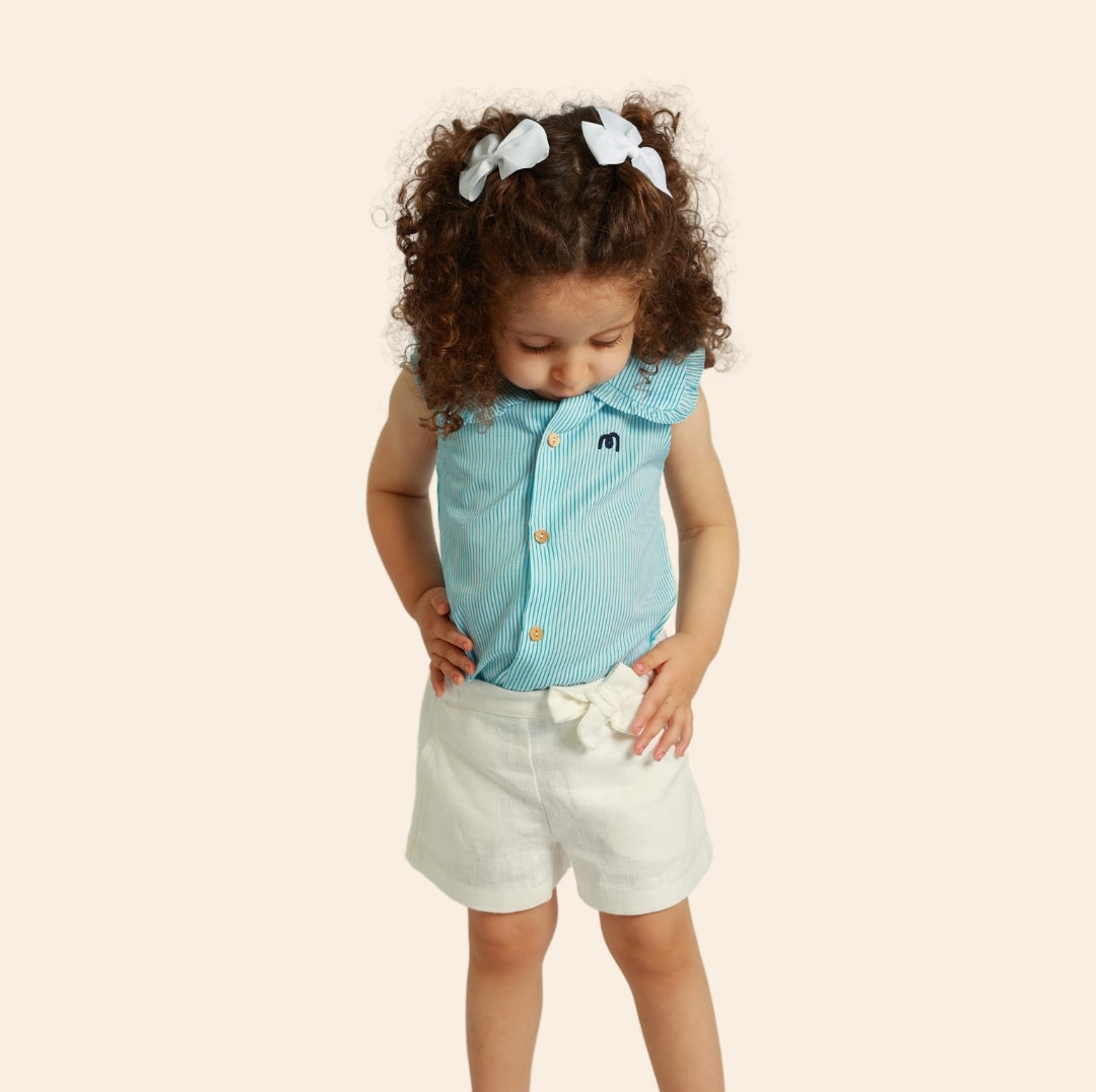 Chemise Loly rayée turquoise