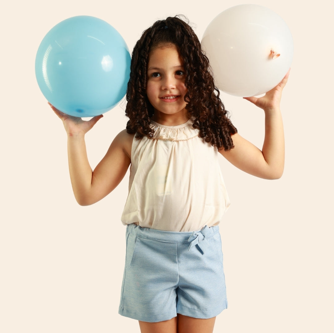 Short Loly papillon bleu clair chiné