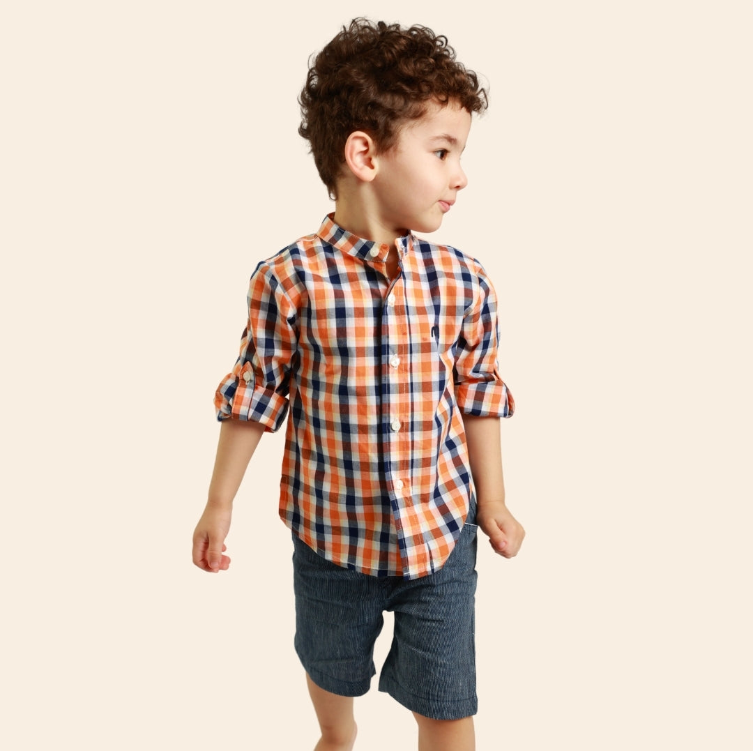 Chemise Moon à carreaux bleu et orange