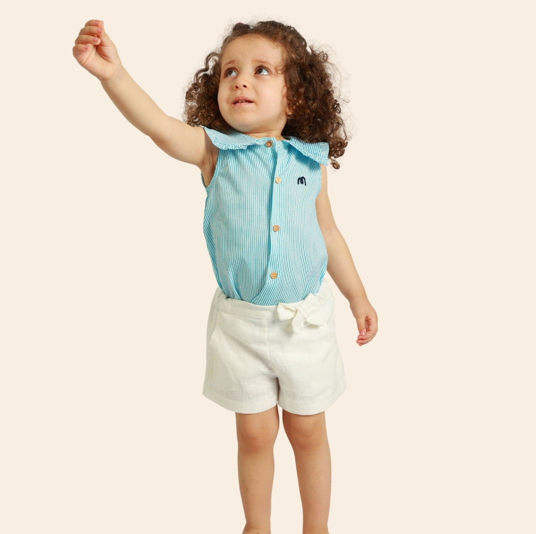 Chemise Loly rayée turquoise