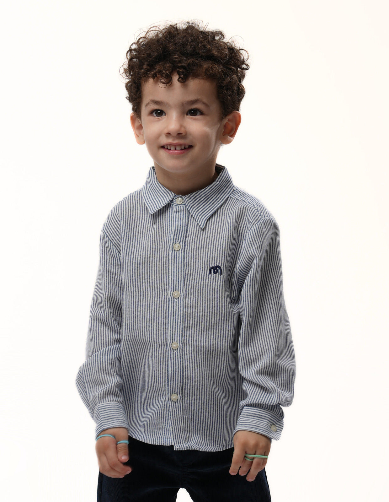 Chemise Moon rayée bleu pétrole