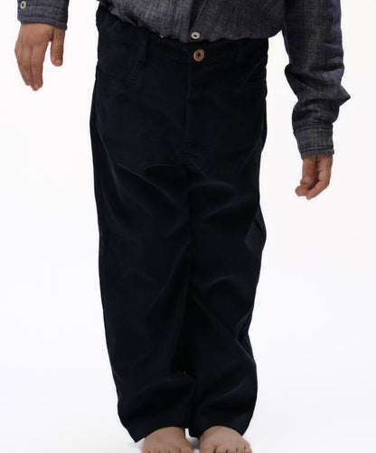 Pantalon Moon velour bleu nuit