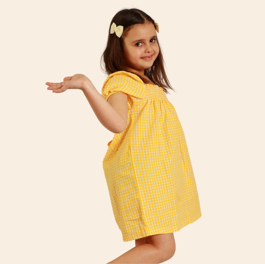 Robe Dalya à carreaux jaune