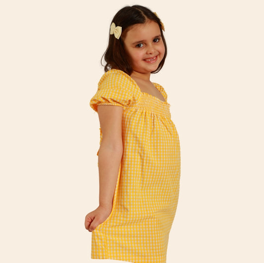 Robe Dalya à carreaux jaune