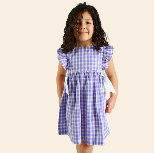 Robe Loly à carreaux violet