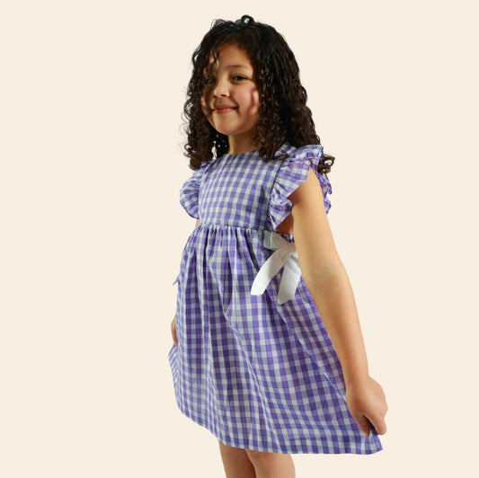 Robe Loly à carreaux violet