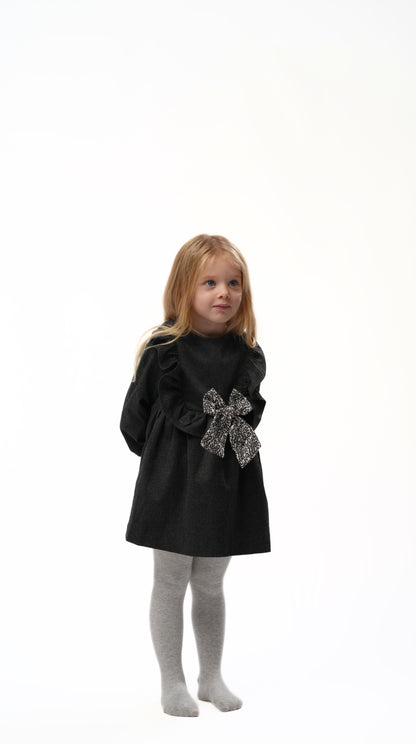 Robe Loly papillon fleuri gris