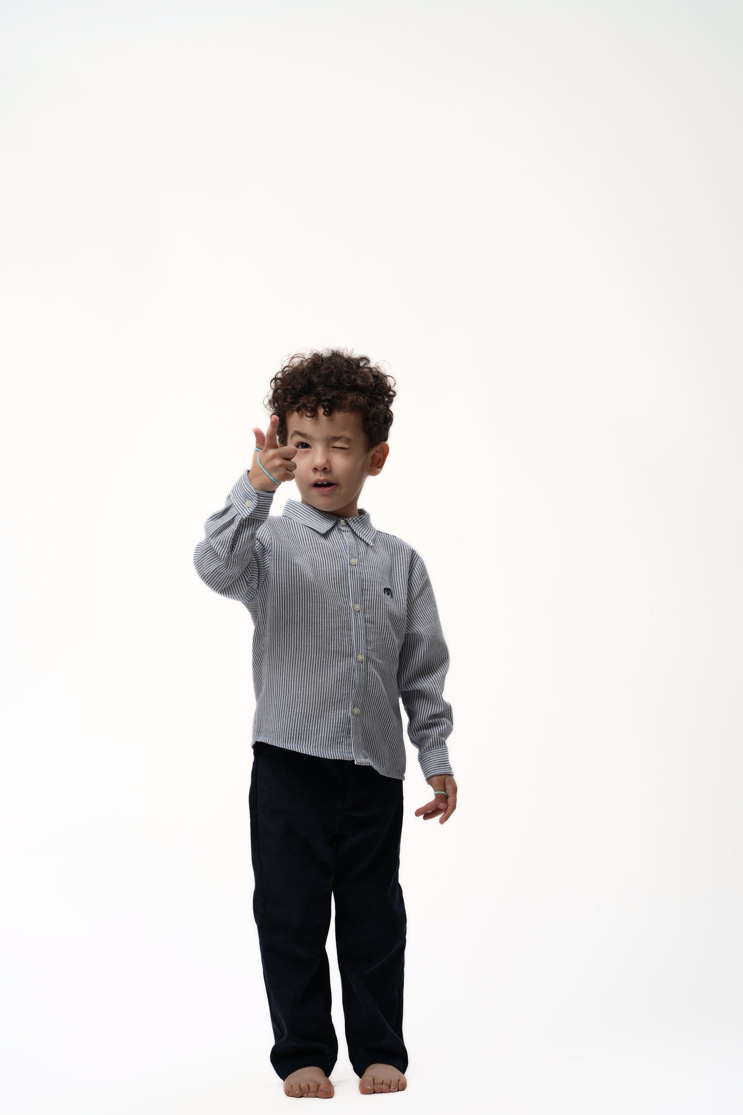 Chemise Moon rayée bleu pétrole