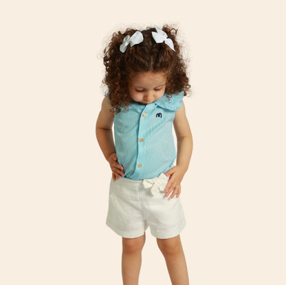 Chemise Loly rayée turquoise
