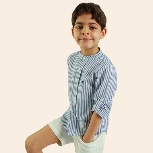 Chemise Moon rayée bleu et rouge