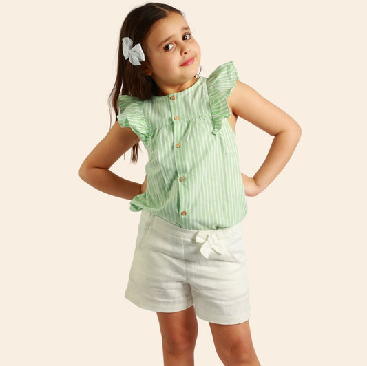 Chemise Zayna vert pastel rayée