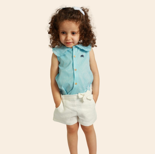 Chemise Loly rayée turquoise