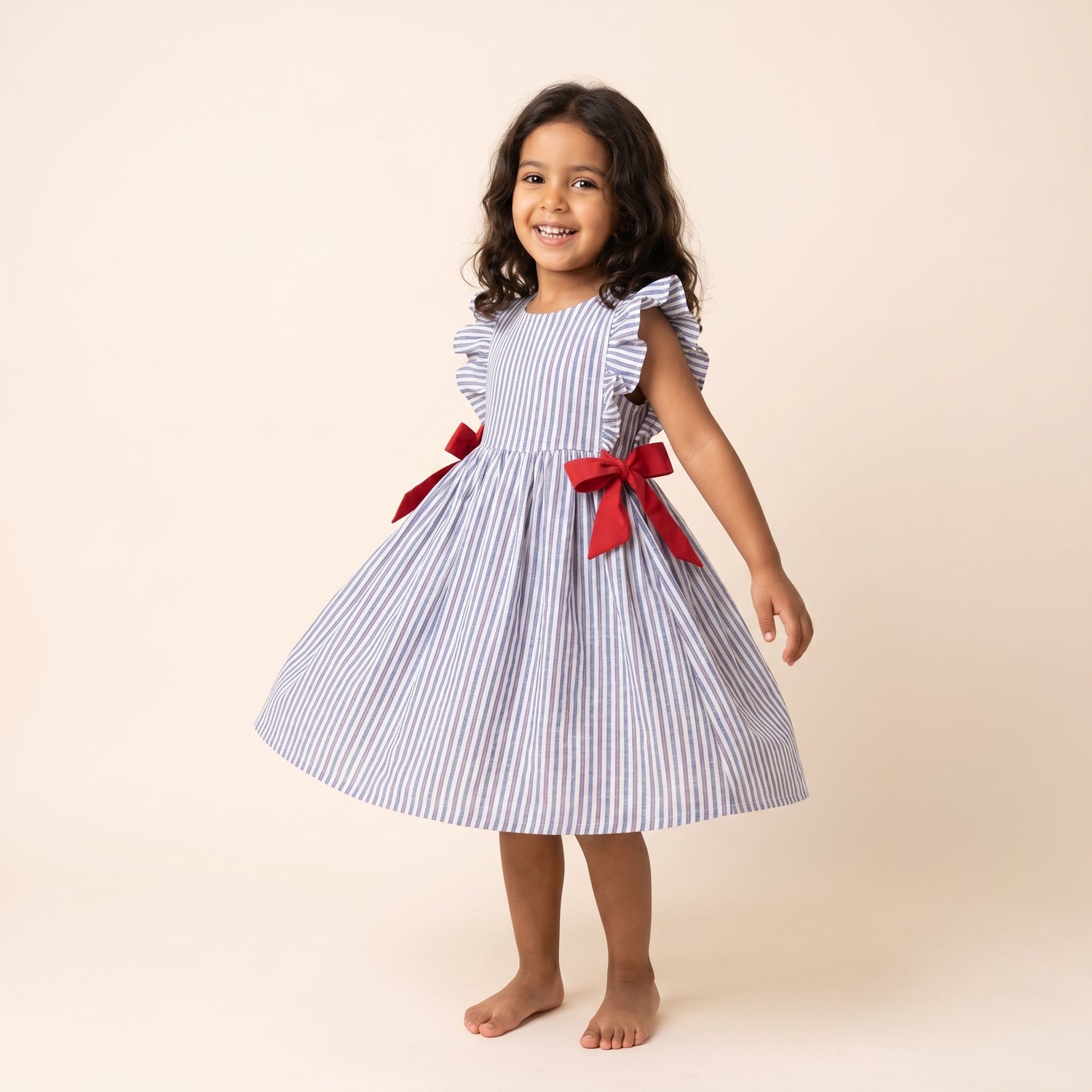 Robe Loly rayée bleu et rouge