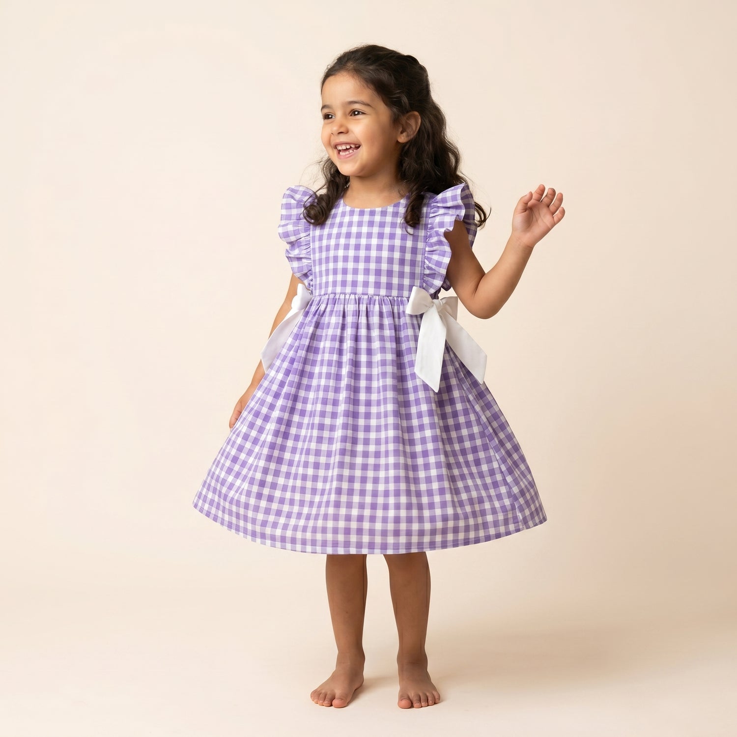 Robe Loly carreaux violet